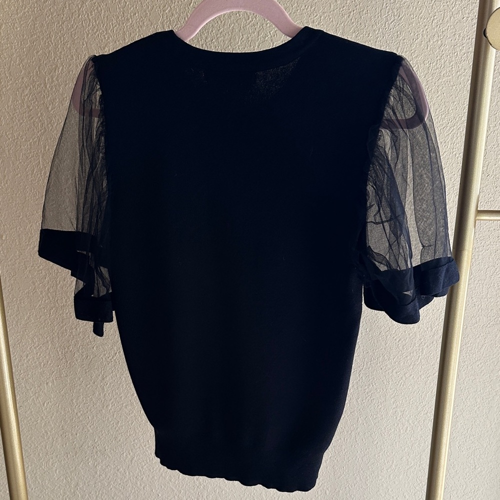 Ellison Black Top with Sheer Butterfly Sleeves - Picture 2 of 5